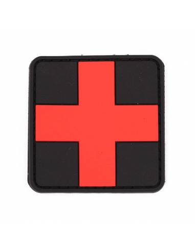 IW PARCHE PVC 3D MEDICO NEGRO-ROJO